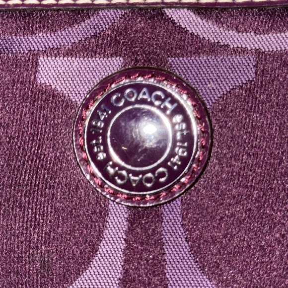 COACH Purple Jacquard Signature C Crossbody Messenger Shoulder Bag - Picture 6 of 14